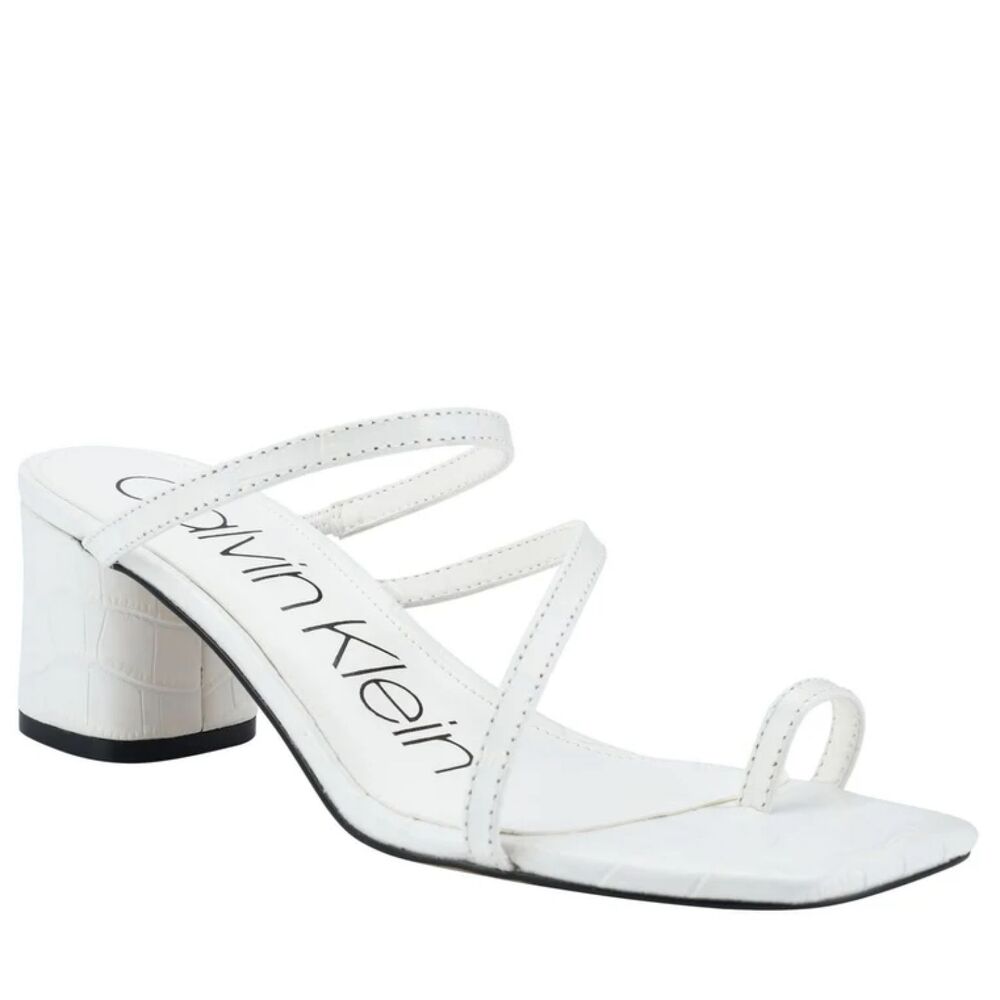 Calvin Klein Strappy Dress Sandals 9 Wedding Bridal Cocktail Formal White Belma